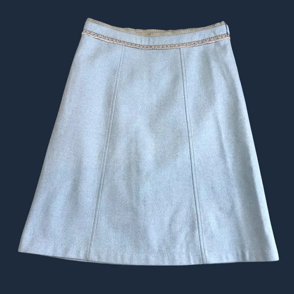 Gap A-Line Wool Blend Blue Geometric Fringe skirt Size 6